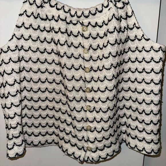 Madewell Texture & Thread Button-Front Swing Tank Cream Black Small EUC - Picture 2 of 9